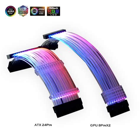 PSU Extension RGB Cable ATX 24Pin GPU 8Pin Triple Streamer PCI-E 6+2P 5V Sync - i-diskhouse