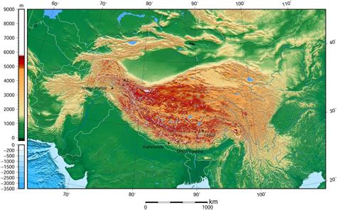 Tibet and surrounding areas topographic map : MapPorn