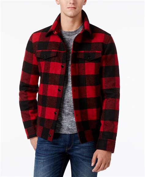 American Rag Men's Buffalo Plaid Wool Trucker Jacket, Created for Macy's - Macy's