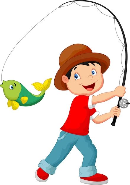 Premium Vector | Illustration of cartoon boy fishing