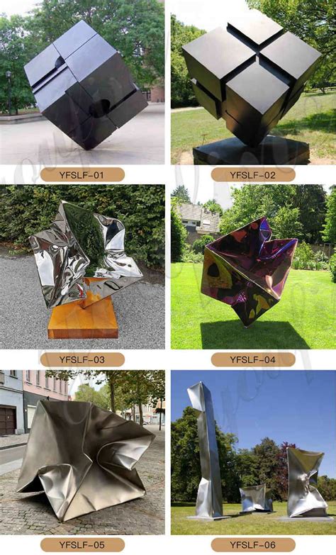 Modern Painted Metal Cube Sculpture Outdoor-YouFine