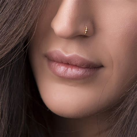 Amazon.com: Thin Gold Nose Ring - 24 Gauge 14k Gold Filled Nose Piercing hoop: Handmade