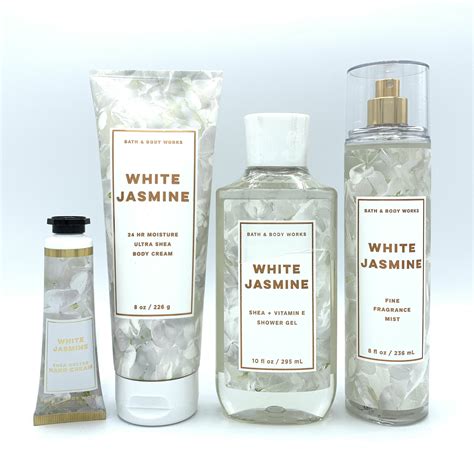 Bath and Body Works White Jasmine Fine Fragrance Mist, Body Cream, Shower Gel and Hand Cream 4 ...