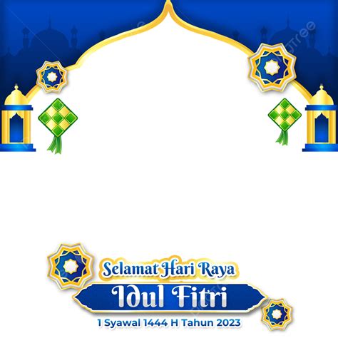 Eid Al Fitr 2023 Card With Lantern And Islamic Border Frame, Twibbon Eid Al Fitr 2023, Eid Ul ...