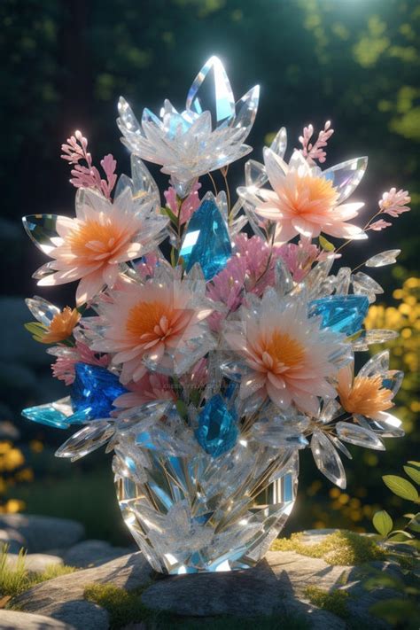 Colorful crystal flowers in glass nature 3D by xRebelYellx on DeviantArt