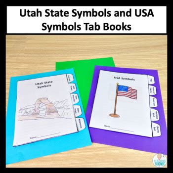 Utah State Symbols and USA Symbols Side Tab Books | TpT