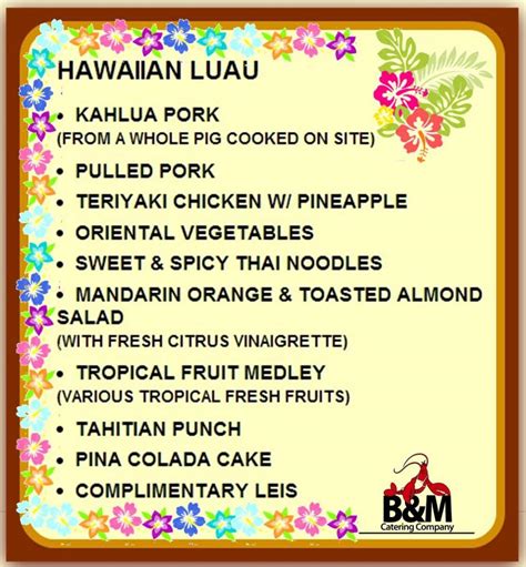 Hawaiian Luau - B&M Catering Company– B&M Catering Company