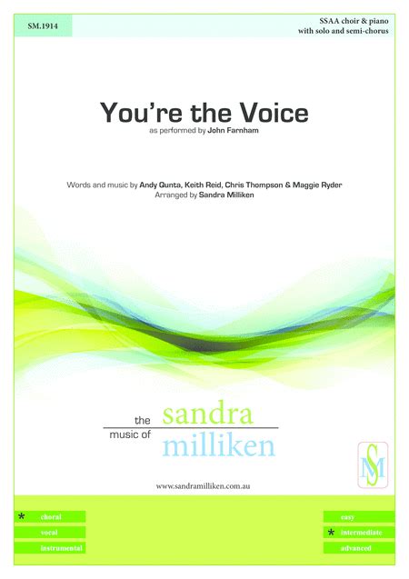 You're The Voice (arr. Sandra Milliken) by Rebecca St. James Sheet Music for SSAA Choir at Sheet ...