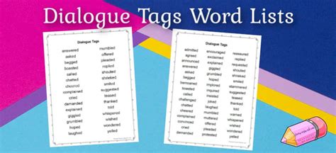 Dialogue Tags Lists - Free Word Work