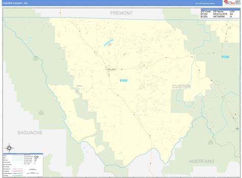 Custer County, CO Zip Code Wall Map Basic Style by MarketMAPS ...