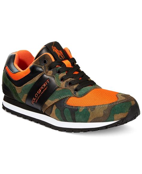 Polo ralph lauren Slaton Sport Sneakers in Multicolor for Men (Olive Camo/Orange) | Lyst