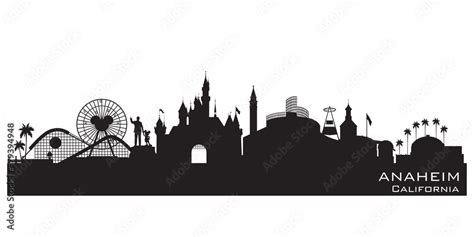 Anaheim California city skyline vector silhouette Stock Vector | Adobe ...