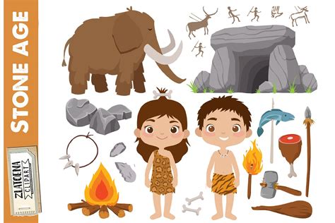 Prehistoric clipart Stone age clipart Ice age graphics (391833) | Illustrations | Design Bundles