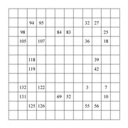 Printable Numbrix puzzles for kids and math students.