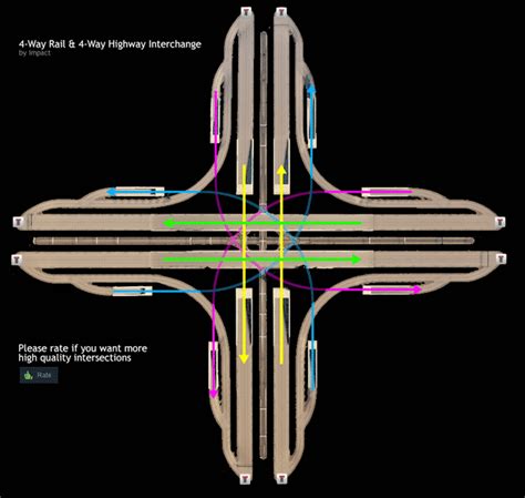 4-Way-Rail-and-4-Way-Highway-Interchange - Cities: Skylines Mod