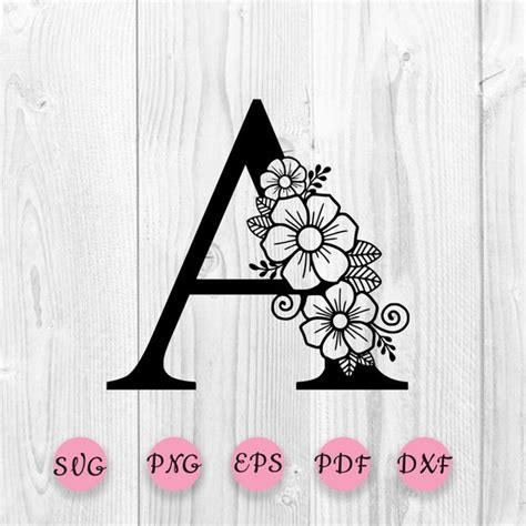 Lettre de fleur svg Lettre botanique SVG Une lettre A svg | Etsy