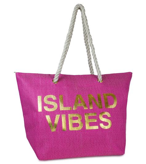 Island Vibes Beach Bag Packable Large Tote, Pink - Walmart.com