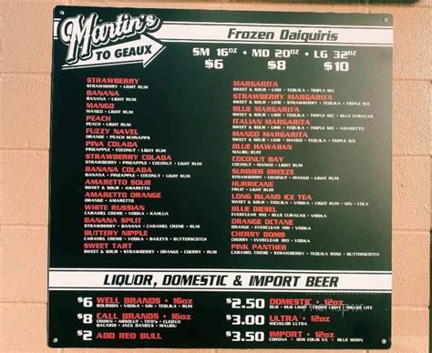 Menu of Martin's Tavern in Crowley, LA 70526