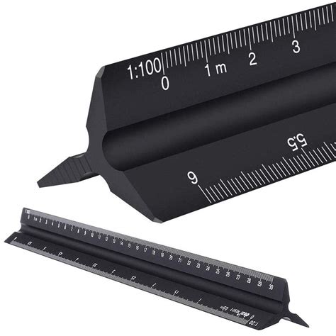 Buy Metal Scale Ruler, Triangular Scale Ruler Aluminum Metric Triangular Engineer Ruler 1:20, 1: ...