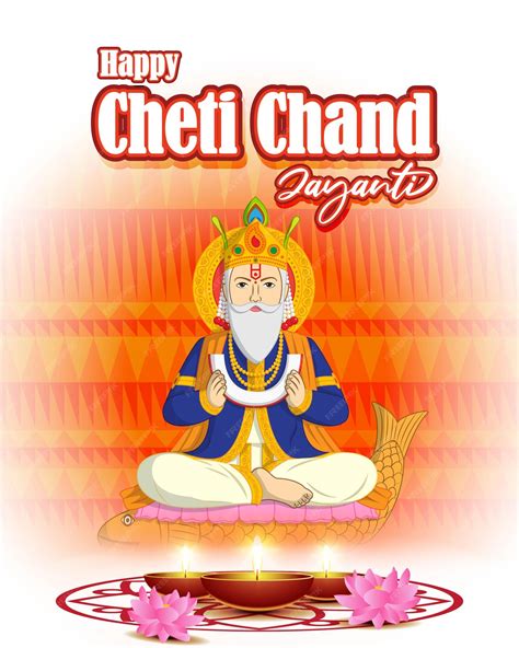 Premium Vector | Vector illustration of Lord Cheti Chand Jhulelal Jayanti