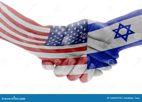 Flags of USA and Israel Countries with Handshake Stock Photo - Image of idea, concept: 120247678