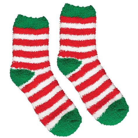 Amscan 13.5 in. Striped Christmas Fuzzy Socks (2-Count, 4-Pack)-397636 - The Home Depot