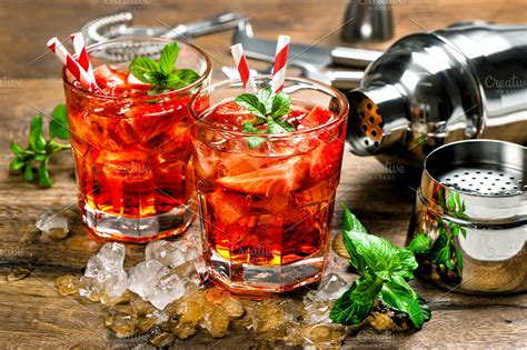 Red cocktail | High-Quality Food Images ~ Creative Market