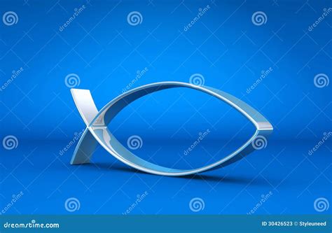 Fish Ichthys metal symbol stock illustration. Illustration of balanced ...