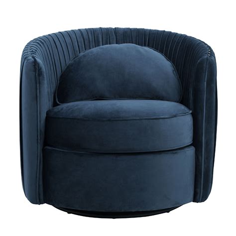 Pleated Velvet Swivel Accent Chair in Navy Blue - Walmart.com - Walmart.com