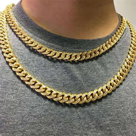 New 14k Gold Chain 18mm Heavy Iced Out Miami Cuban Link Chain Design For Men - Buy 14k Gold ...