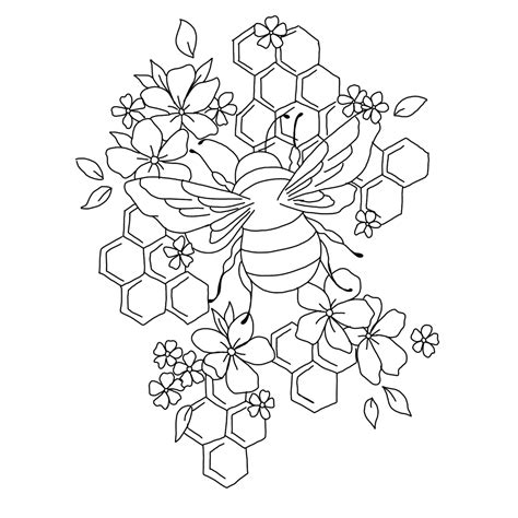 Bee On Honeycomb | Coloring Book Art