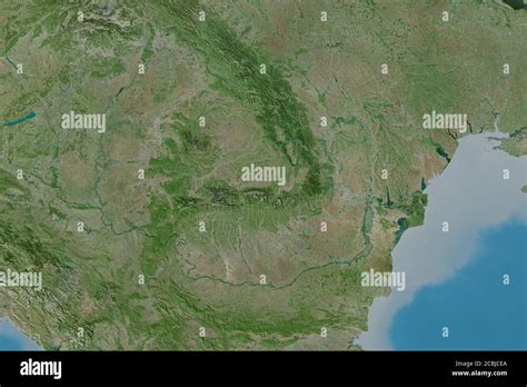 Extended area of Romania. Satellite imagery. 3D rendering Stock Photo ...