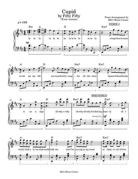 Fifty Fifty - Cupid - TWIN VERSION (piano sheet music) Partition ...