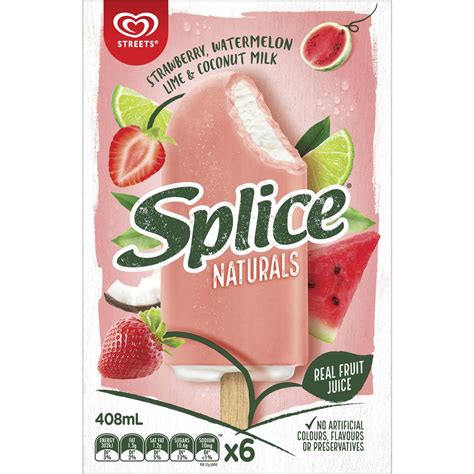 Streets Splice Naturals Strawberry Watermelon Lime 6 Pack | Woolworths