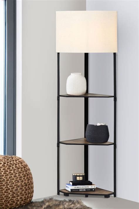 Next Corner Shelf Floor Lamp - Black | Floor lamp with shelves, Black floor lamp living room ...