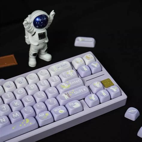 139pcs Purple Starry Sky Rabbit Theme Keycap Set, Cute Cartoon ...