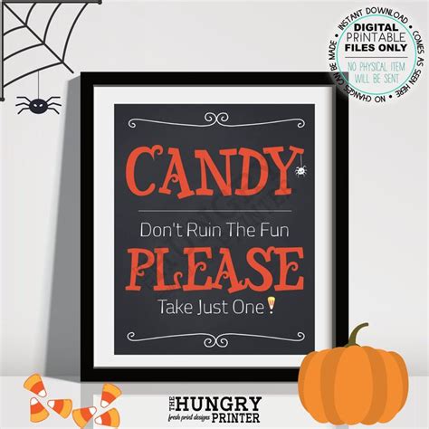 Halloween Candy Sign Printable Halloween Sign Take One Sign - Etsy | Candy signs, Halloween ...