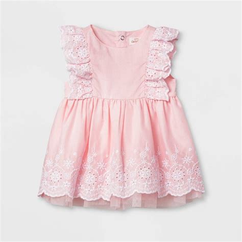 Baby Girls' Eyelet Dress - Cat & Jack™ Pink 24M in 2020 | Girl dress ...