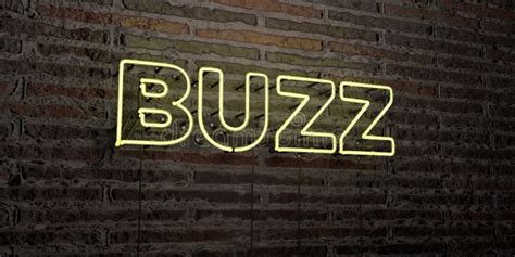 BUZZ -Realistic Neon Sign on Brick Wall Background - 3D Rendered Royalty Free Stock Image Stock ...