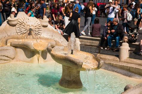 Fountain on Spanish Square with Spanish Steps in Rome Editorial Image - Image of tourist, statue ...