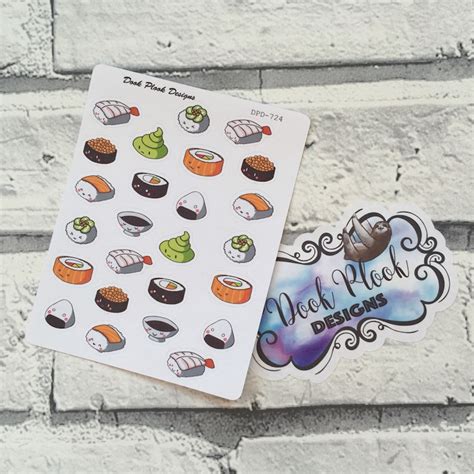 Cute kawaii sushi stickers for various planners Happy | Etsy