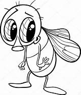 Cute Fly Cartoon Coloring Page Black And White Sketch sketch template