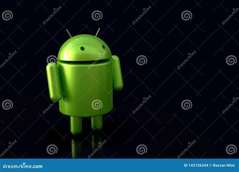 Android Logo Robot Character, 3D on Dark Background Editorial Stock Image - Illustration of ...