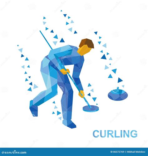 Winter Sports - Curling. Cartoon Player Clear Way To Stone Stock Vector ...