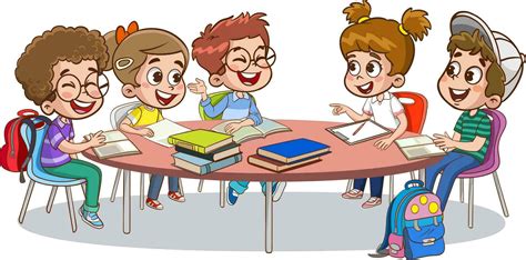 school library and studying together cartoon vector 23562554 Vector Art at Vecteezy