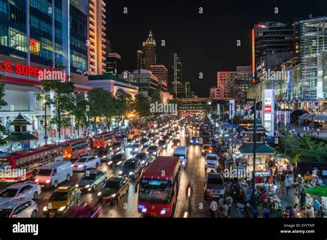 rush-hour traffic with traffic jam in the inner city of Bangkok at ...