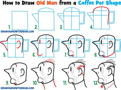 Learn How to Draw Cartoon Men Character's Faces from Household Objects - Easy Step by Step ...