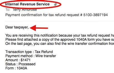 IRS Payment Confirmation email — a closer look