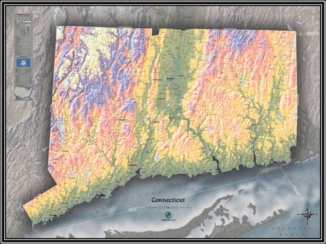 Connecticut Physical Wall Map by Outlook Maps - MapSales