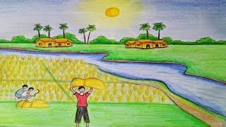 How To Draw Rice Plantation - Quick Drawing